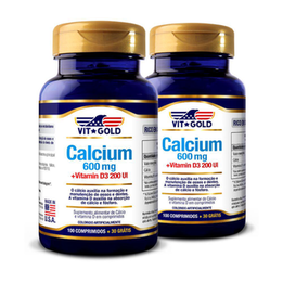 Imagem do produto Cálcio 600 Mg Com Vitamina D3 Vitgold Kit2x 100 Comprimidos
