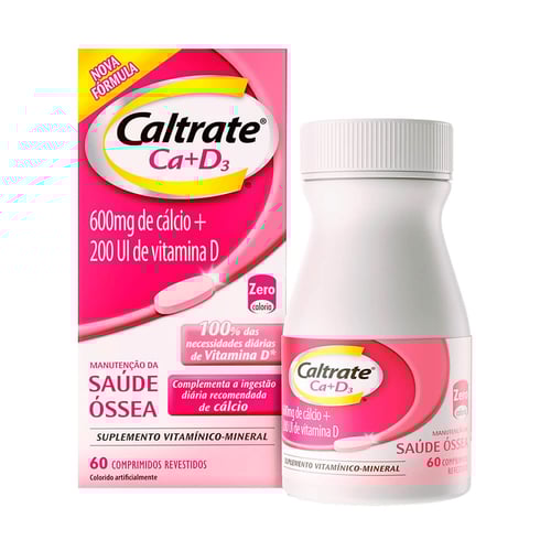 Imagem do produto Cálcio 600Mg + Vitamina D 200Ui Caltrate Ca+D3 60 Comprimidos