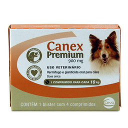 Canex Premium 10Kg 4 Comprimidos 900Mg Ceva Vermífugo Cães