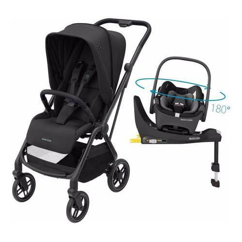 Carrinho Com Bebê Conforto Travel System Leona² Trio Com Giro 360° E Isofix Maxicosi Essential Blac
