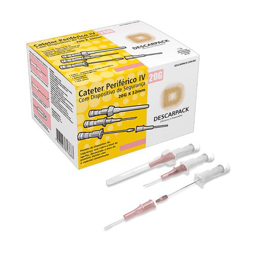 Imagem do produto Cateter Periférico Intravenoso Descarpack Com Dispositivo De Segurança 20G Rosa