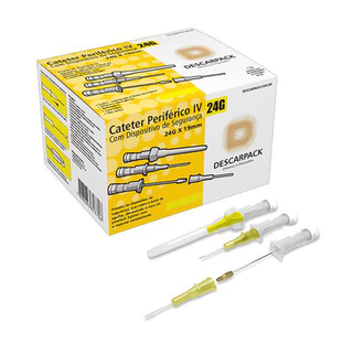 Imagem do produto Cateter Periférico Intravenoso Descarpack Com Dispositivo De Segurança 24G Amarelo