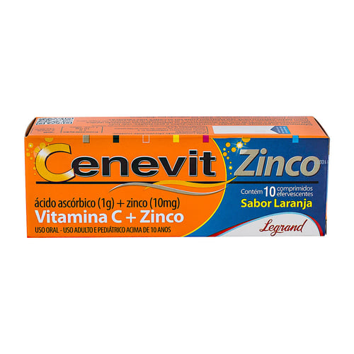 Cenevit Zinco 1G/10Mg Sabor Laranja 10 Comprimidos Efervescentes