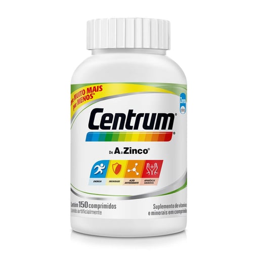 Centrum Adulto Multivitaminico De A A Zinco Com Vitaminas E Minerais 150 Comprimidos