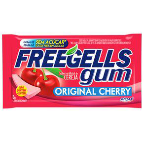 Chiclete Freegells Gum Original Cherry Sem Açúcar 8G