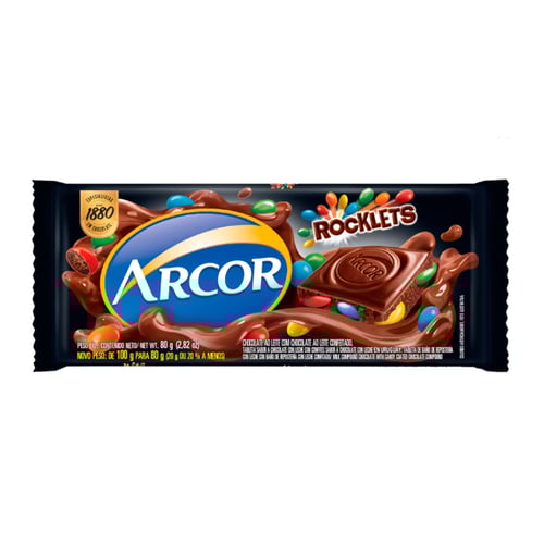 Imagem do produto Chocolate Arcor Rocklets Ao Leite 80G