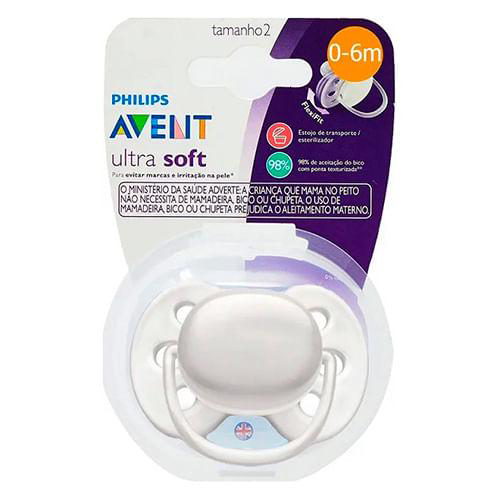 Chupeta Avent Ultra Soft Branca Lisa 06M 1 Unidade