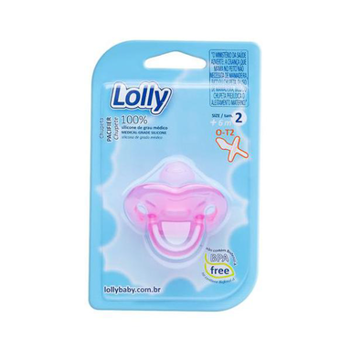 Chupeta Lolly 100% Silicone Tamanho 2 +6 Meses Rosa Com 1 Unidade