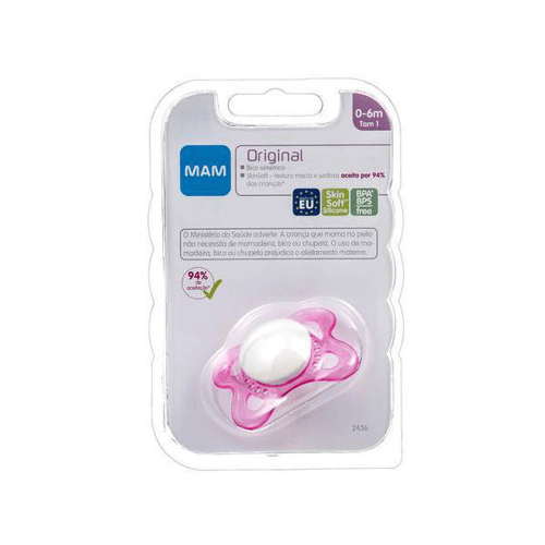 Chupeta Mam Original Silicone Skin Soft Ortodôntica De 0 A 6 Meses Girls Cores Sortidas Com 1 Unidade