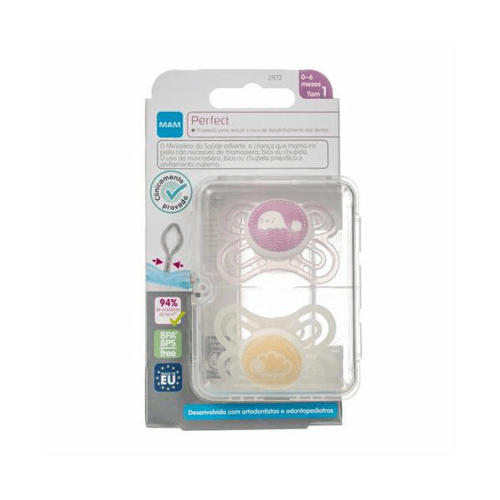 Imagem do produto Chupeta Mam Perfect 06 Meses Com 2 Unidades Rosa