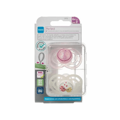 Imagem do produto Chupeta Mam Perfect 6+ Meses Com 2 Unidades Rosa