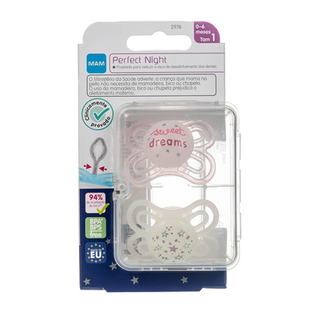 Imagem do produto Chupeta Mam Perfect Night 06 Meses Rosa 2 Unidades