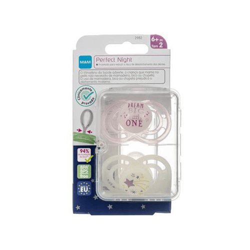 Imagem do produto Chupeta Mam Perfect Night 6+ Meses Rosa 2 Unidades