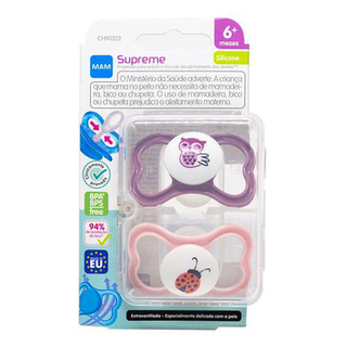 Imagem do produto Chupeta Mam Supreme 6+ Meses Embalagem Dupla Rosa Ch90322