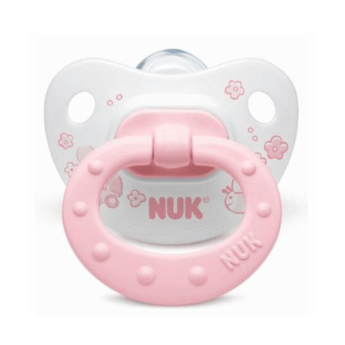 Imagem do produto Chupeta - Nuk Rose E Blue Transparente Com Bico De Silicone Ortodôntico Rosa. Nuk