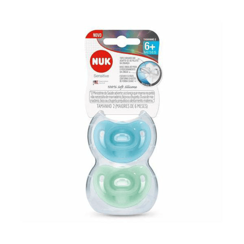 Imagem do produto Chupeta Nuk Sensitive Soft 100% Silicone Tamanho 2 +6 Meses Boy Cores Sortidas 2 Unidades