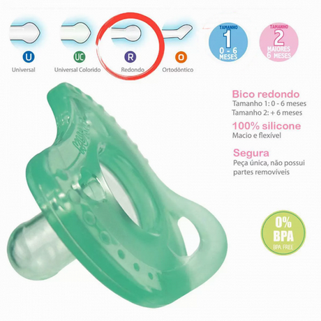 Chupeta Silicone Soft Comfort Verde Tamanho 2 Kuka