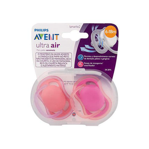 Imagem do produto Chupetas Ultra Air 2Pés Girls Tam 2 618M Philips Avent Scf245/22 Chupeta Ultra Air Dupla Lisa Menina Tam2 618M
