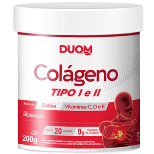 Imagem do produto Colágeno Tipo 1 E 2 Com Vitaminas E C E D 200G Morango Duom