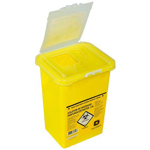 Coletor Rígido Para Resíduos Perfurocortantes Descarpack 1 Litro Amarelo