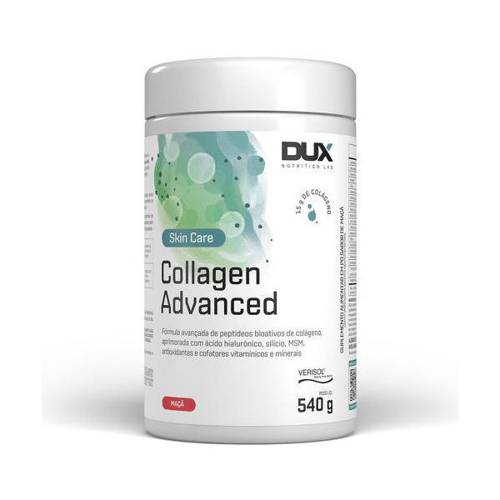 Collagen Advanced Dux Nutrition Colágeno Hidrolisado Verisol Ácido Hialurônico 540G Maça