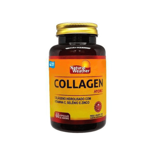 Collagen Hydro Com Vitaminas E Minerais Natural Weather Colágeno Hidrolisado 60 Cápsulas