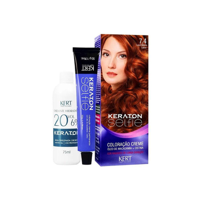 Imagem do produto Coloração Creme Keraton Selfie 7.4 Louro Médio Cobre Kert