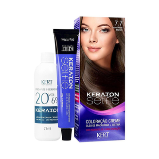 Imagem do produto Coloração Creme Keraton Selfie 7.7 Louro Médio Marrom Kert