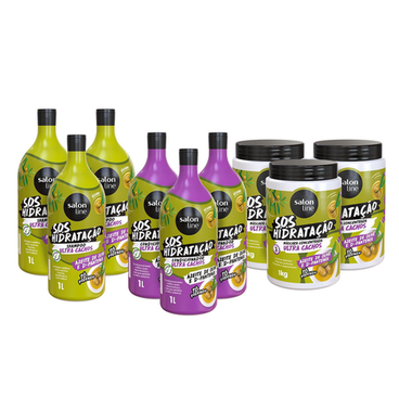 Imagem do produto Combo Familia Kit Sos Hidratação Ultra Cachos Com Máscara De Hidratação Salon Line