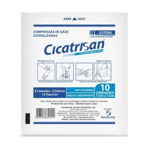 Imagem do produto Compressa De Gaze Cicatrisan 13 Fios Esteril Com 10 Unidades