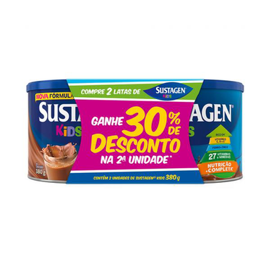 Imagem do produto Complemento Alimentar Sustagen Kids Sabor Chocolate Kit Lata 2X380g
