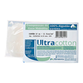 COMPRESSA DE GAZE 11 FIOS COTTON BOM COM 10 UNIDADES