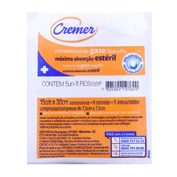 Compressa - Gaze Cremer Esterelizada 7.5X7.5 Com 5 Unidades