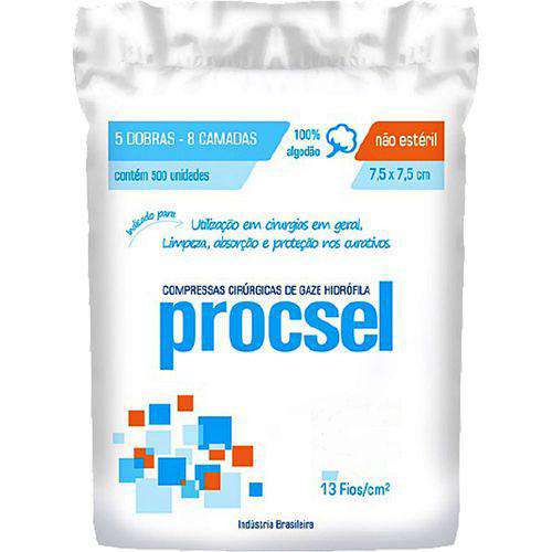 Imagem do produto Compressas - Cirúrgicas De Gaze Hidrófila 500 Unidades. Procsel