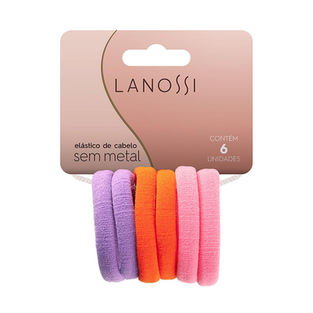Imagem do produto Conjunto De Elástico Para Cabelo Lanossi Cor Tangerine 6 Unidades