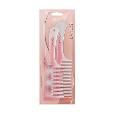 Imagem do produto Conjunto De Pente De Cabelo Lanossi Rosé 3 Unidades