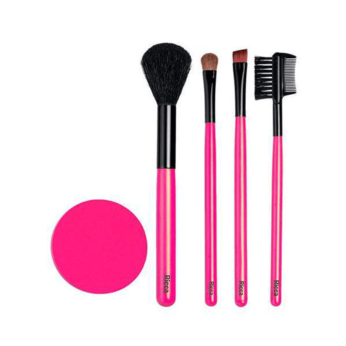 Imagem do produto Conjunto De Pincéis Maquiagem E Esponja Ricca 1 Kit Com 4 + Esponja