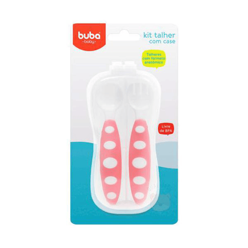 Imagem do produto Conjunto De Talheres Com Estojo Higiênico Rosa 6M+ Buba