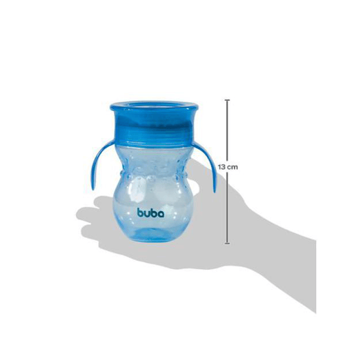 Copo Antivazamento Infantil 360° Com Alça 250Ml Azul Buba