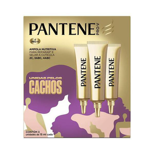 Creme De Tratamento Pantene Unidas Pelos Cachos Com 3 Ampolas Com 15 Ml Cada