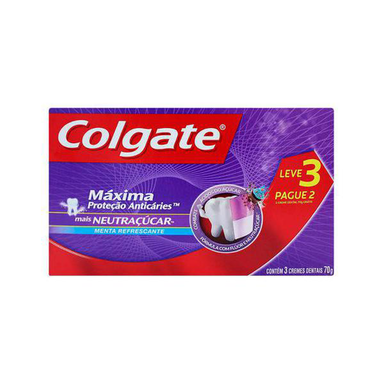 Imagem do produto Creme Dental Colgate Máxima Proteção Anticáries Mais Neutraçúcar 70G 3 Unidades