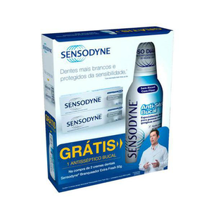 Imagem do produto Creme - Dental Sensodyne Com 2 50G Branqueador Extra Fresh Grátis Anti Septico Bucal 300Ml