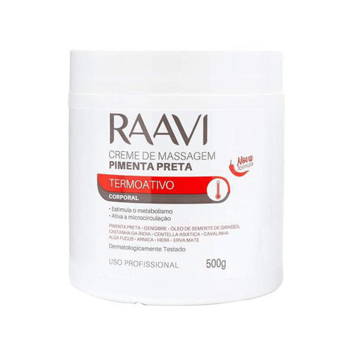 Imagem do produto Creme Para Massagem Raavi Termoativo De Pimenta Preta 500G