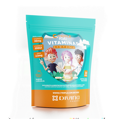 Ctriple Kids Vitamina C Sabor Laranja 30 Gomas Mastigáveis