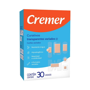 Imagem do produto Curativo Cremer Transparente Variados Em 6 Formatos Com 30 Unidades
