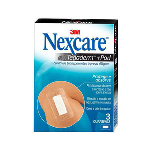 Curativo Nexcare Tegaderm E Pad Transparente À Prova D'água Com 3 Unidades