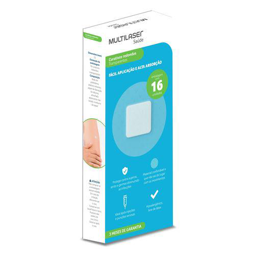 Imagem do produto Curativo Redondo Transparente Caixa C/ 16 Multilaser Saúde Hc494