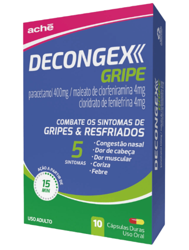 Imagem do produto Decongex Gripe 400 + 4 + 4 Mg - 10 Cápsulas Duras