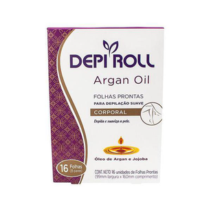 Depilador Depiroll Argan Oil Cera Fria Para Virilha E Pernas Folhas Prontas Com 16 Unidades 8 Pares