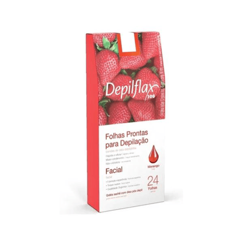 Imagem do produto Depilflax Folhas Prontas Para Depilação Facial Morango Com 24 Unidades